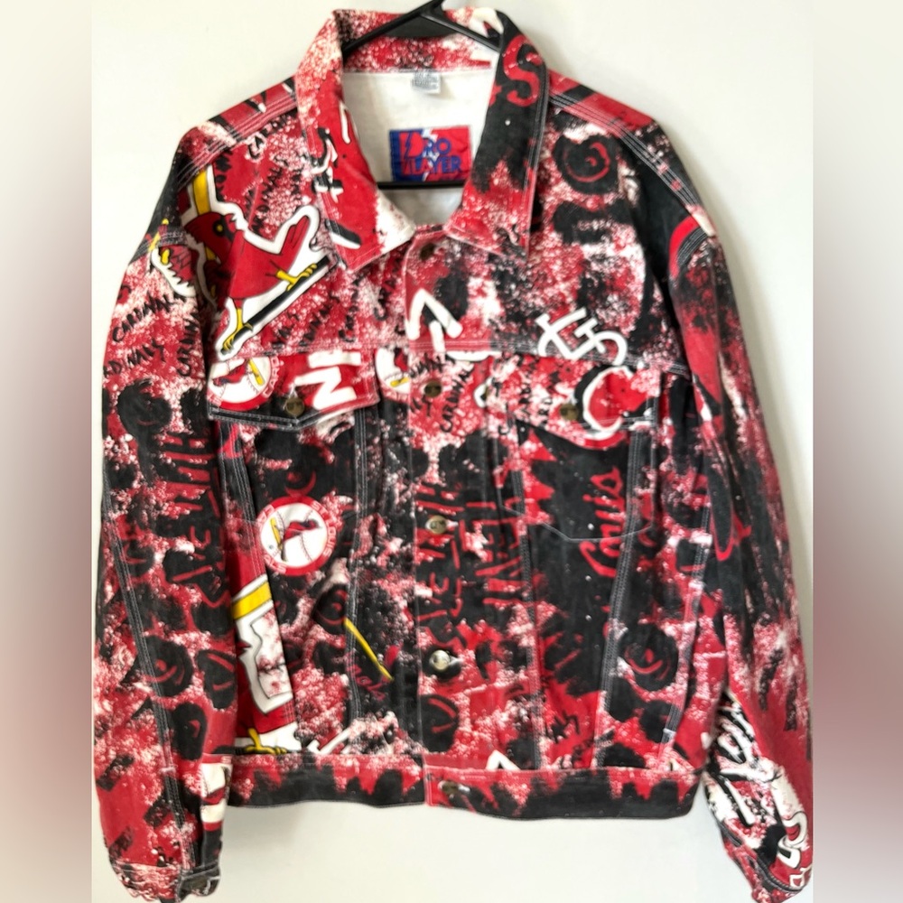 Vintage 90s St Louis Cardinals Baseball MLB Graffiti Denim Men’s Jacket XL